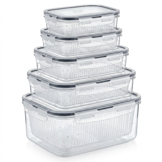 Stackable strainer storage container set